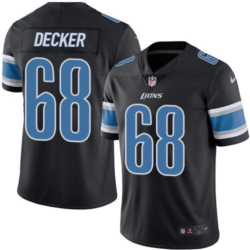 Nike Lions #68 Taylor Decker Black Men's Stitched NFL Limited Rush Jersey - Click Image to Close